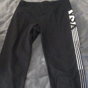 Victoria's Secret Womens Black Leggings with White Stripes Capris